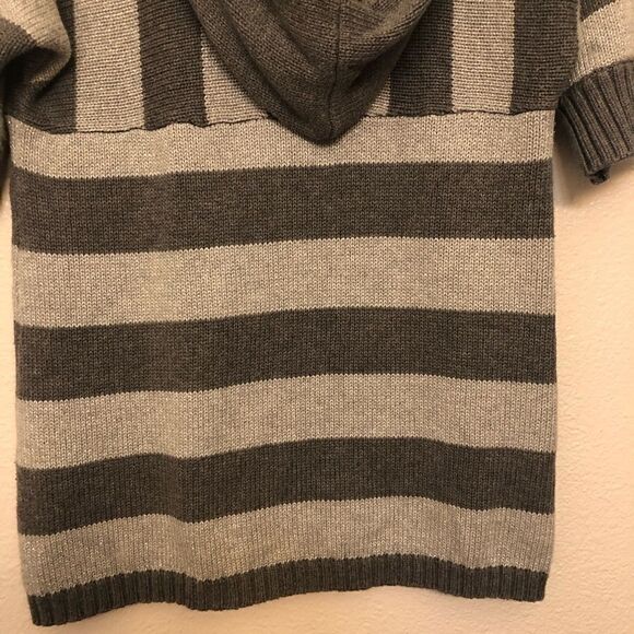 Aeropostale hooded button front cardigan sweater gray striped L/juniors - Picture 5 of 10